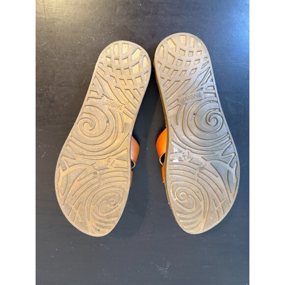 Bamboo Womens Brown Leather Sandals Slip On Slides Size 7.5 - Picture 3 of 3